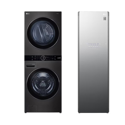 Tháp giặt sấy compact WT1410NHB và Tủ chăm sóc quần áo LG Styler - Màu gương kính S5MB