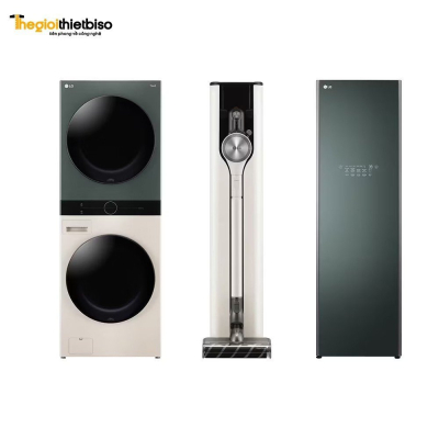 Tháp giặt sấy LG WashTower™ WT2116SHEG, Máy hút bụi cầm tay LG CordZero A9T-ULTRA và Tủ chăm sóc quần áo LG Styler - Màu xanh lá cây S5GOC